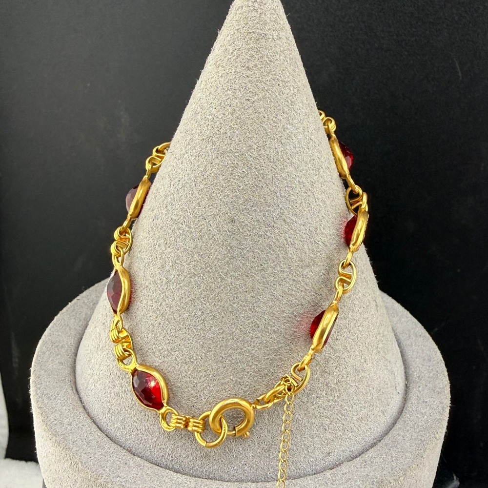 Vintage Danecraft Bracelet Gold Filled Red GF 7in